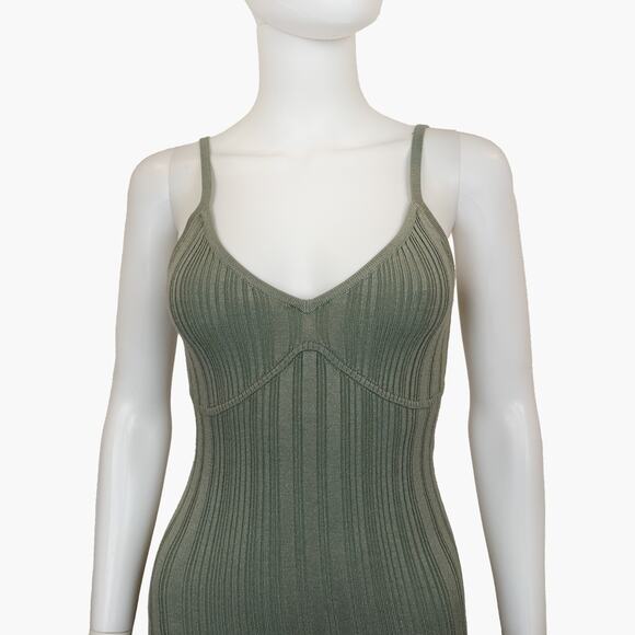 NWT PETAL + PUP Knit Sleeveless Bodycon Ribbed Midaxi Dress (Olive | Size S/M) - Picture 4 of 7